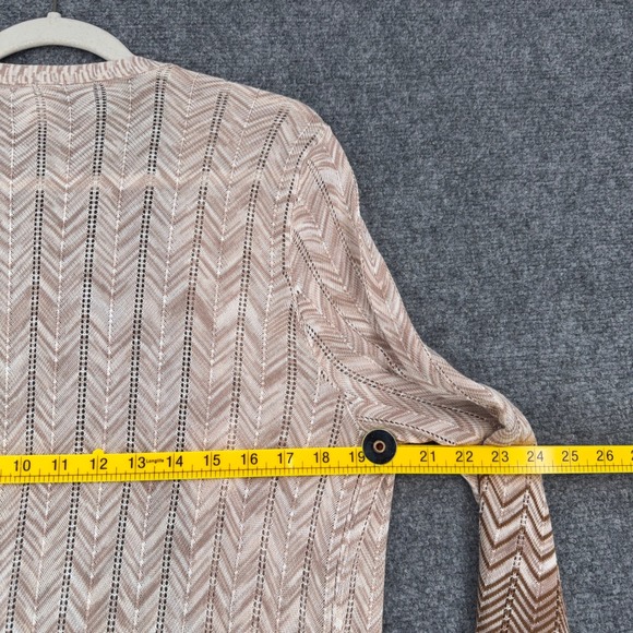 Chicos Cardigan Sweater Chevron Pattern 3/4‎ Sleeve Knit Open Front Medium - Picture 5 of 6